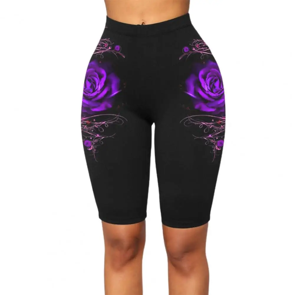 Short de Yoga à motif floral pour femmes, pantalon de survêtement, taille haute, slim, de sport, Leggings de Fitness, pour dames