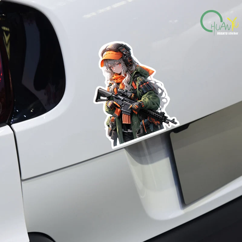 Creative and cool sexy girl with a gun, cute car sticker, car decoration sticker, car motorcycle creative sticker