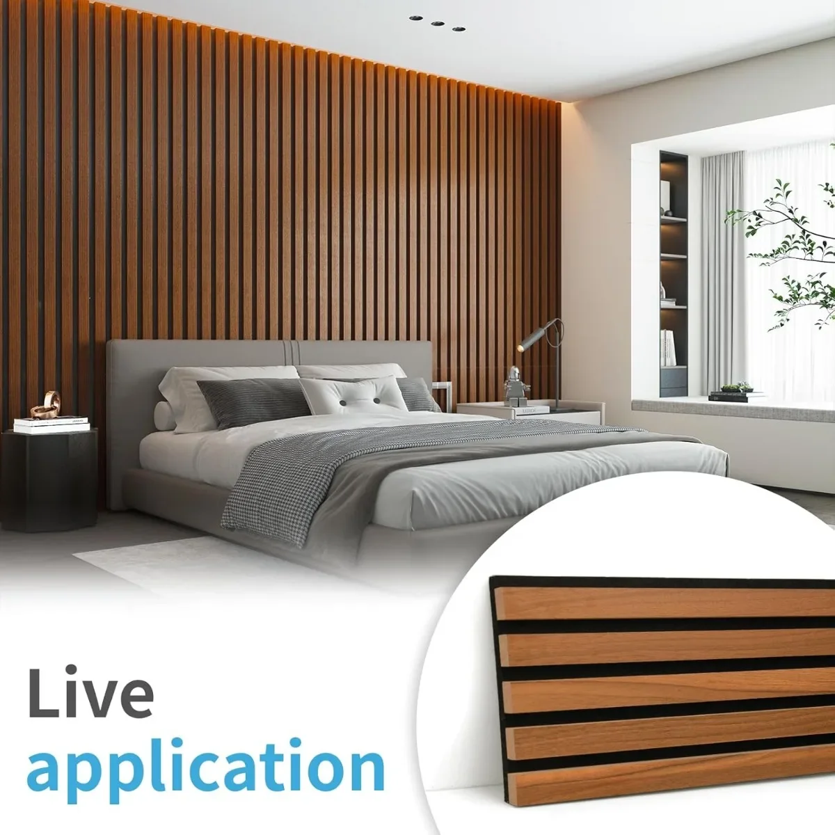 4er-Pack Akustik-Wandpaneele mit Holzstreifen, 3D-gerillte Akustikplatten für die Innendekoration, dunkles Walnussholz