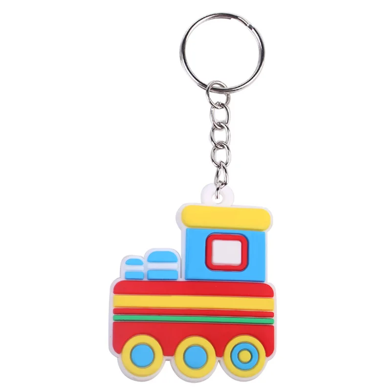 Wholesale Mixed 6 Styles Train Soft  Cartoon Locomotive Key Ring Railway Car Pendant Bag Charm