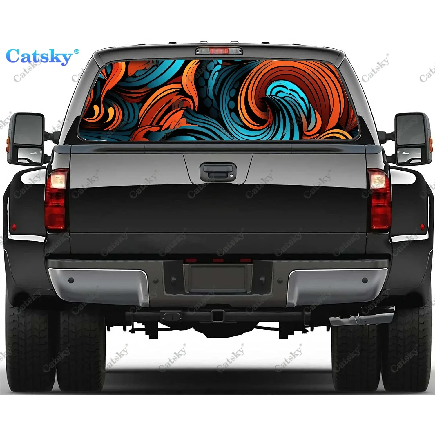 

Curves Swirl Tattoo Design Rear Window Decal Fit Pickup,Truck,Car Universal See Through Perforated Back Windows Vinyl Sticker