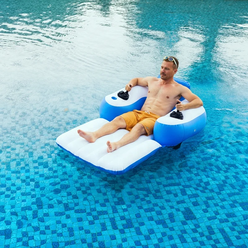 Custom Ride-On Motorized Luxury Inflatable PVC Material Pool Lounger Float with Splash Runner Tube Floating Mat for Amusement