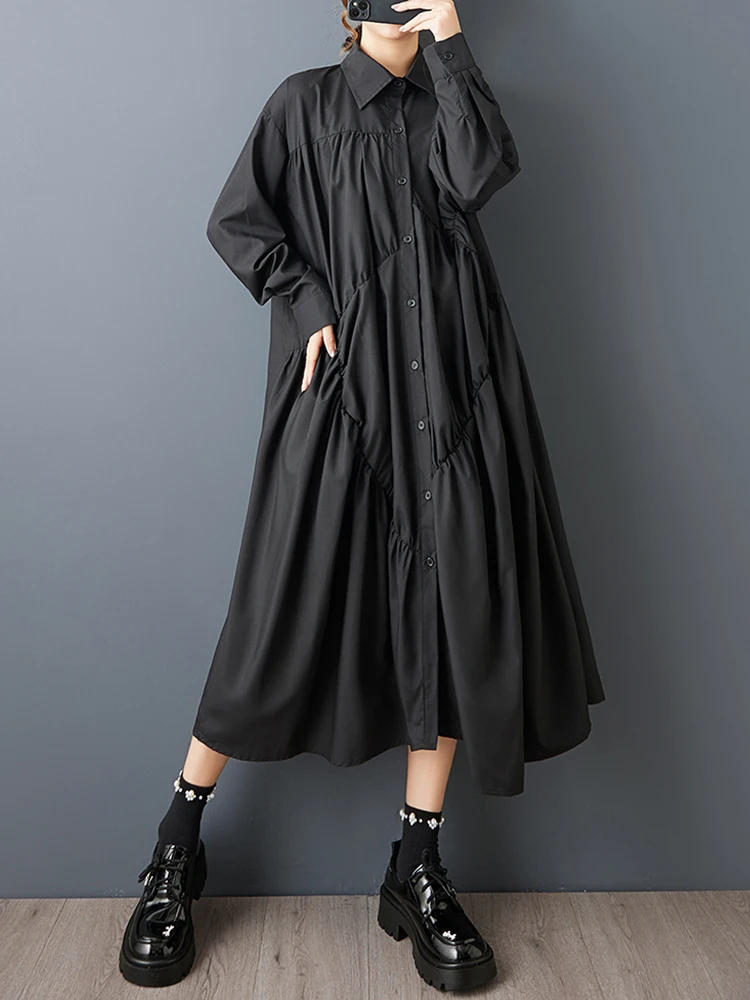 Amax LuluE Europeo 2026 Soild Vintage Abiti Allentati Delle Donne Primavera Classico Abiti Lunghi Delle Signore di Modo Casual Abiti Eleganti