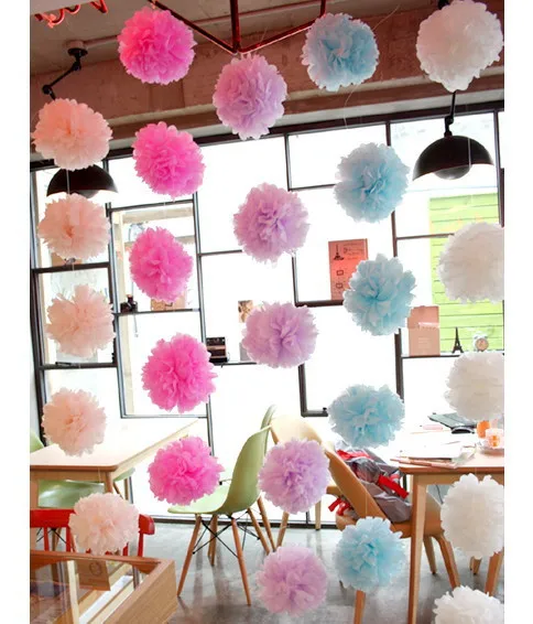 15cm (6 inch ) Tissue Paper Pom Poms Paper Flowers Ball New Year Decorations Birthday Wedding Party