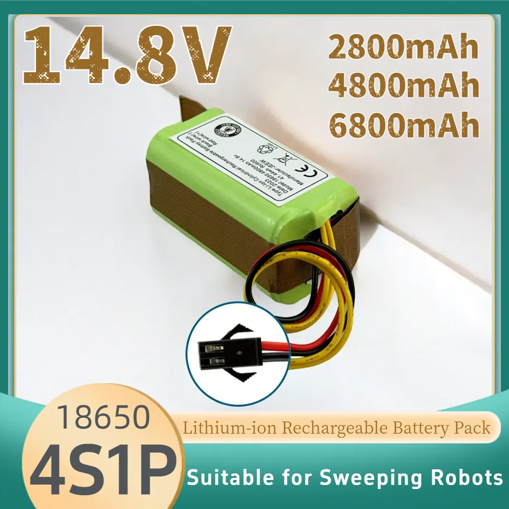 

100% New 18650 4S1P Battery Pack 14.8V 2800/4800/6800mAh Rechargeable Lithium-Ion Battery Suitable for Sweeping Robot Vacuum Cle