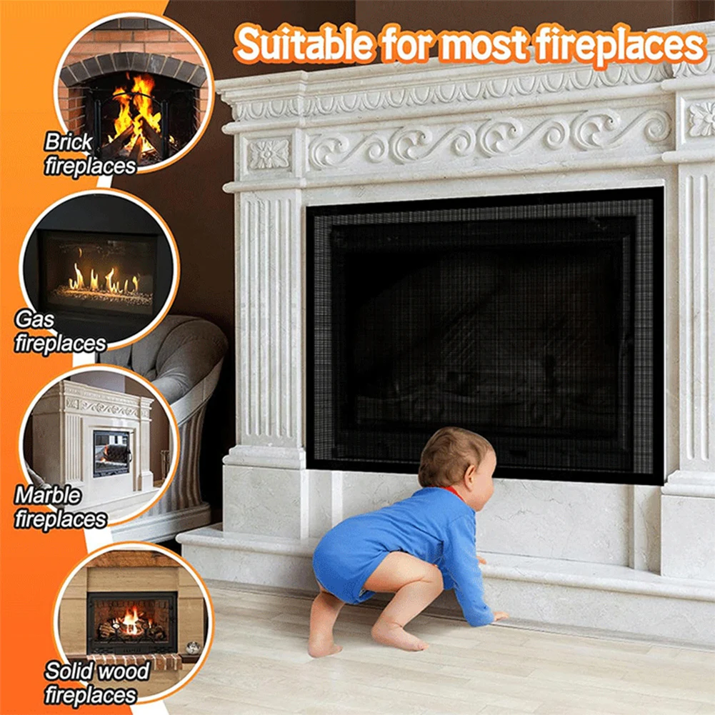 

PVC Mesh Fireplaces Guards Screens Prevent Kids Near Idle Fireplaces Cover For Brick Fireplaces