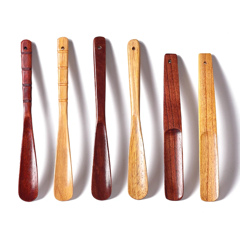 1Pc 16/32cm Solid Wood Shoehorn Natural Wooden Shoe Horn Portable Craft Long Handle Shoe Lifter Shoes Accessories