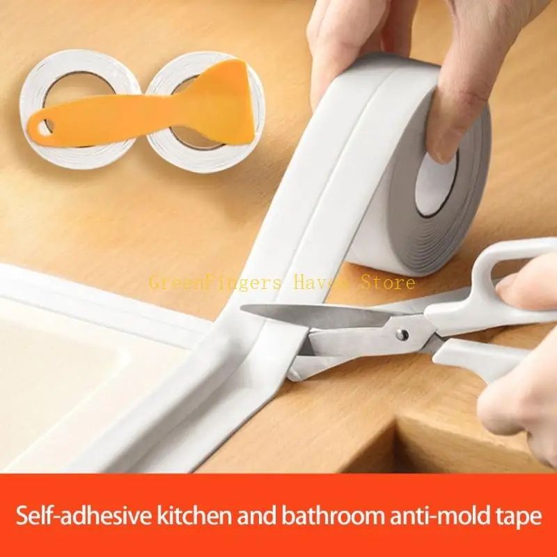 F68d 3 롤 넓은 두꺼운 코크 테이프 방수 접착력 부엌 욕실 샤워 싱크 씰링 쉬운 사용 쉬운