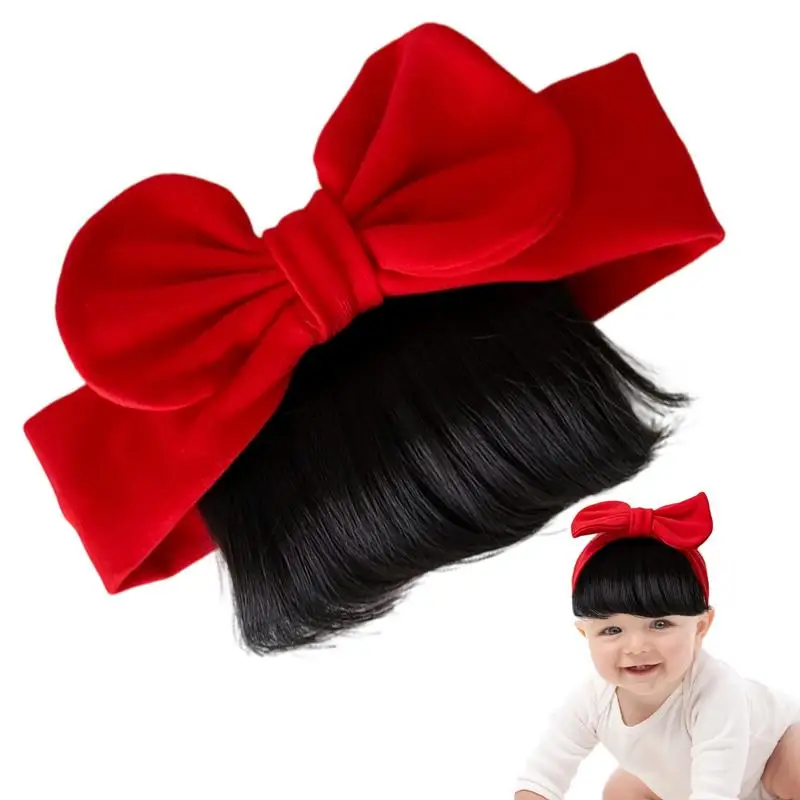 

Toddler Wigs Girls Bowknot Bangs Wigs Hairbands Skin-Friendly Hairpiece Everyday Headwear For Gathering Birthday Photography