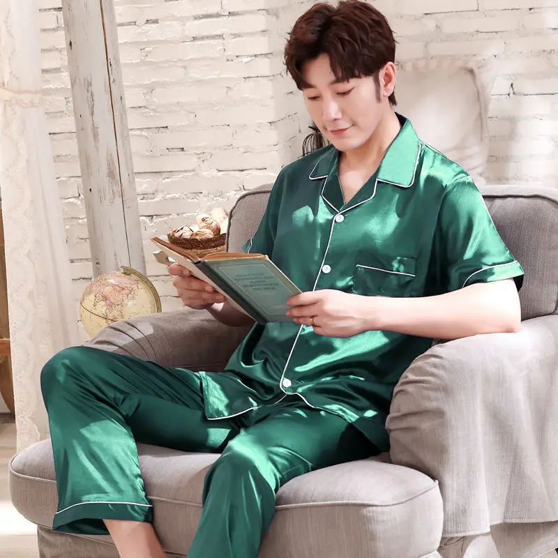 

Pyjamas Suits Men's Clothing Summer Ice Silk Korea Thin Home Casual Simple Affordable High Quality Cozy Breathable Skinny Large