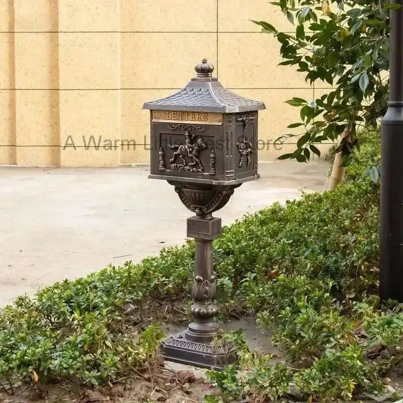 Nordic Villa Mailboxes Retro Creative Newspaper Box Cast Aluminum Non-rust Ornament Post Box Inbox Outdoor Mailbox Waterproof R