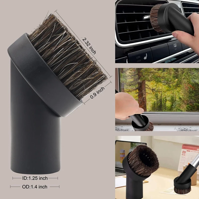 فرشاة فراغية لشعر الحصان ، شعيرات مستديرة ناعمة ، محول خرطوم ، 1 "، 2" من وإلى 1"