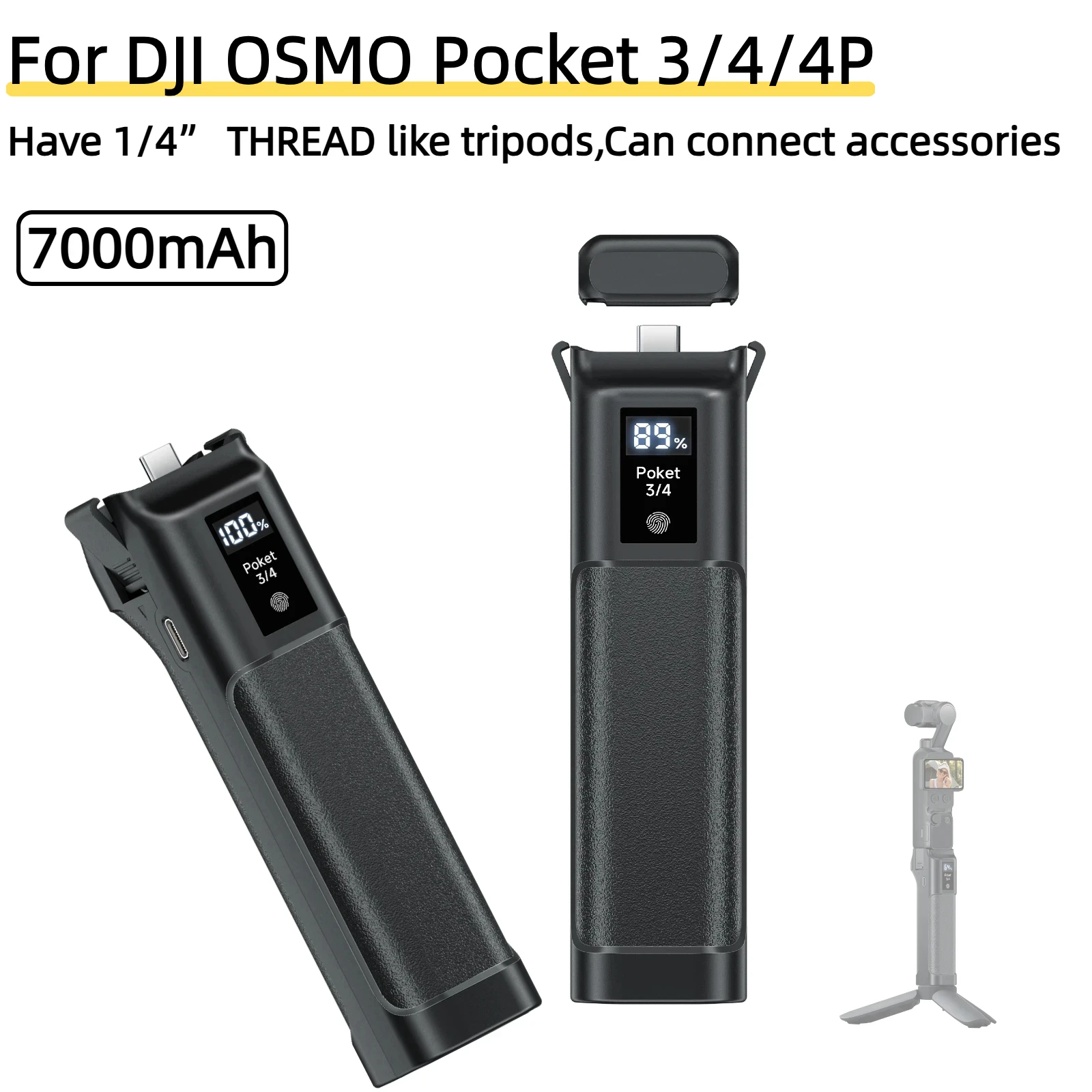 7000mAh Battery For DJI Osmo Pocket 3 For DJI Osmo Pocket 4 For DJI  Pocket 4P Battery Handle,Smart Digital Touchscreen Display