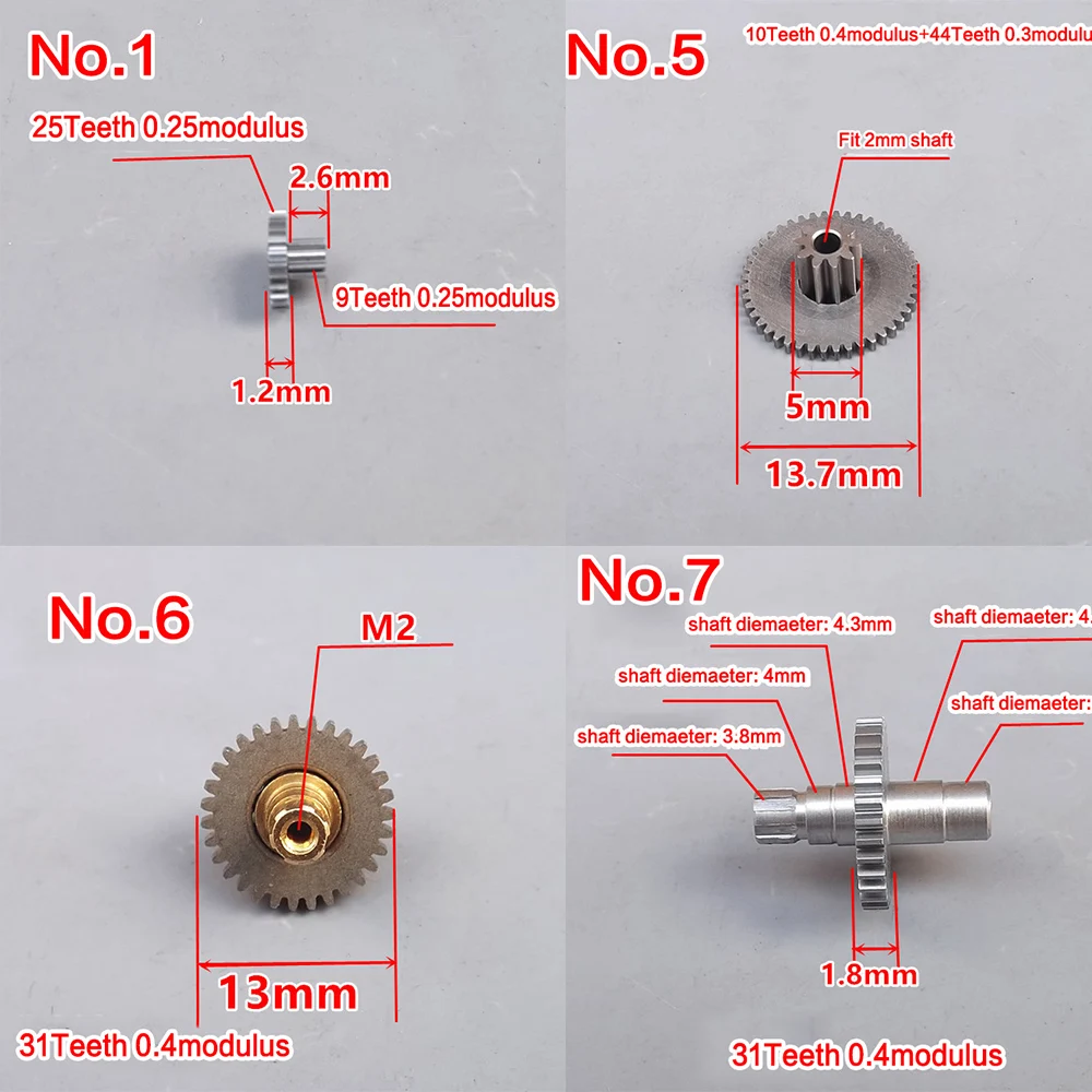 10PCS 0.25M 0.3M 0.4M small Precision metal gear series Miniature copper-iron gearbox group various specifications