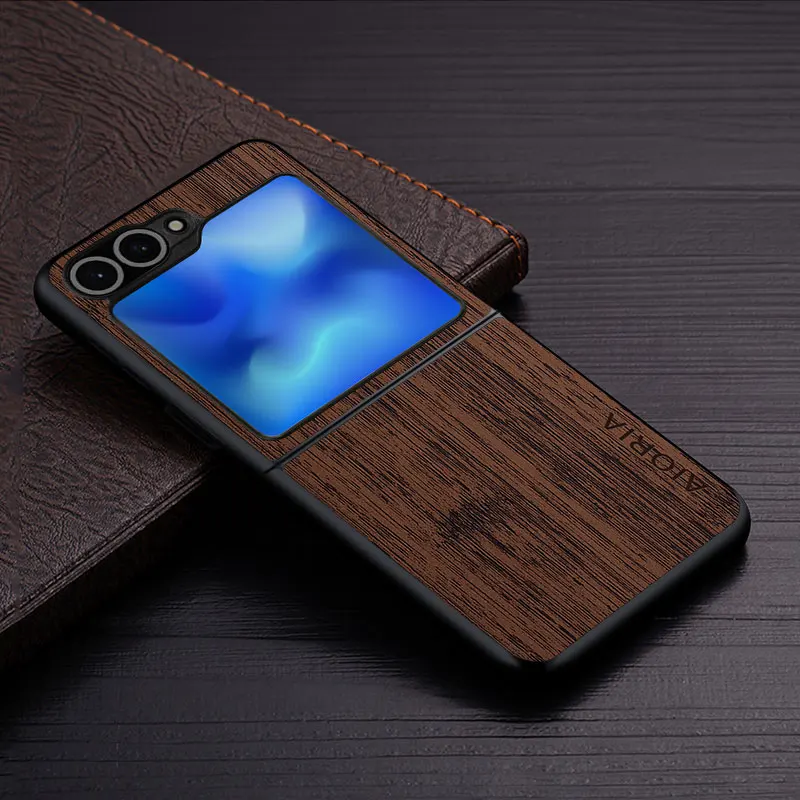 Case for Samsung Galaxy Z Flip 3 4 5 6 5G funda bamboo wood pattern Leather phone cover Luxury coque for Samsung Galaxy Z Flip 6