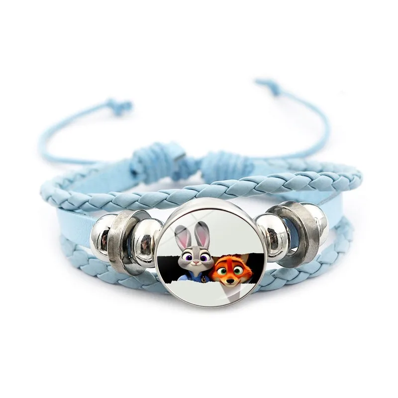 Pulsera de Cuero Trenzado Ajustable con Gemas del Tiempo de Zootopia de Disney, Nick y Judy, Joyería para Parejas, Regalo para Niños y Adultos