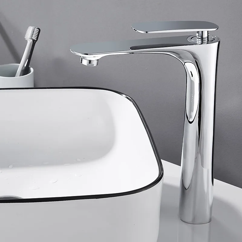 

Basin Faucet Bathroom Hot and Cold Sink Tap Brass Chrome White Fashion Single Lever Bathroom Brass Water Mixer Crane