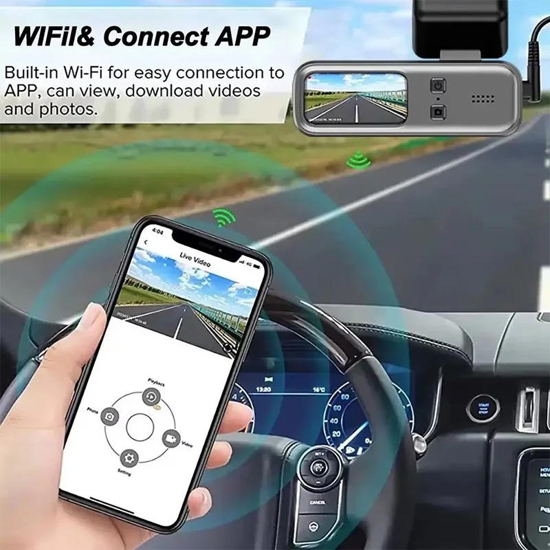 WiFi Dash Cam With APP Car DVR Recorder Super Night Vision 24H Parking Mode Loop Recording G Sensor