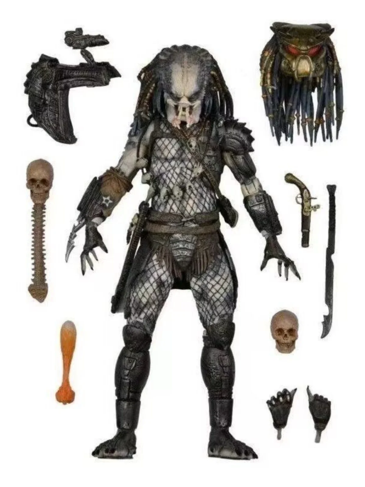 

Alien Vs Predator Movie Version Collectible Scar Face Mask Scout War Damage Assassin Action Figure Model Toy