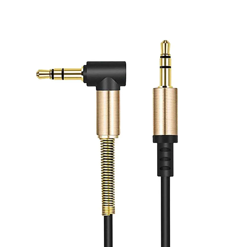 الهاتف 1 متر ستيريو مكبر صوت للسيارة النايلون جديلة ذكر إلى ذكر الزاوية اليمنى 3.5 مللي متر كابل الصوت Aux الحبل