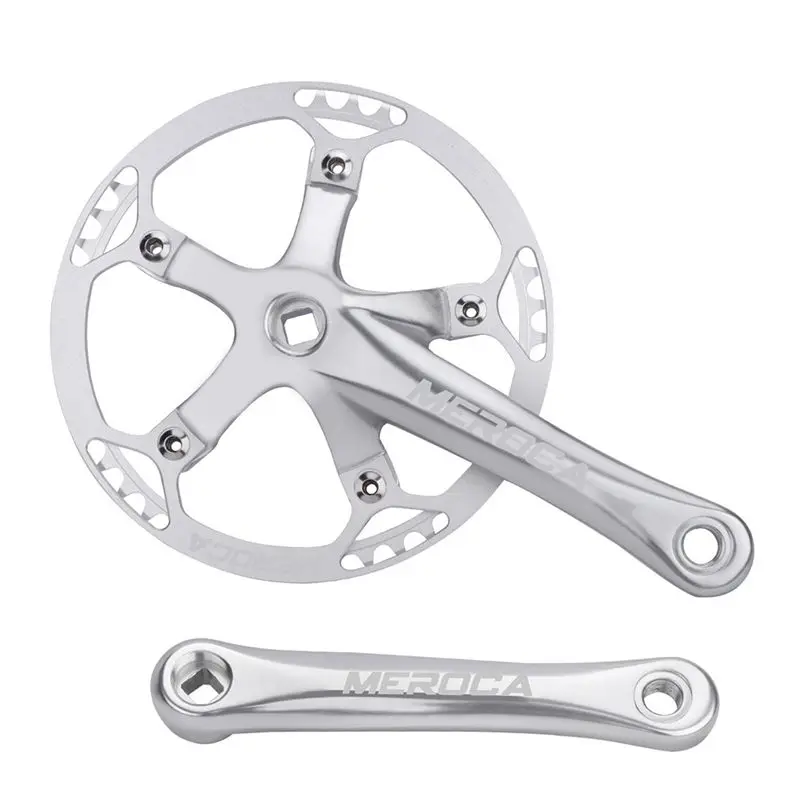 

ABLB-MEROCA Bicycle Square Hole Crankset Speed Folding Bike Crankset 45T Square Hole 170MM 130 BCD Crank Silver