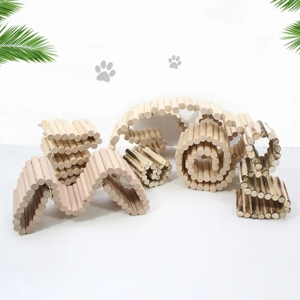 

Wooden Hamster Climbing Ladder Multifunctional Easy To Install Hamster Suspension Bridge Bendable Wire Series Connection