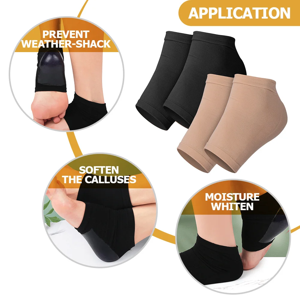

2pcs Portable Heel Socks Reusable Elastic Foot Sleeve For Cracked Heels Pain Relief Washable Support Compact Heel Protectors