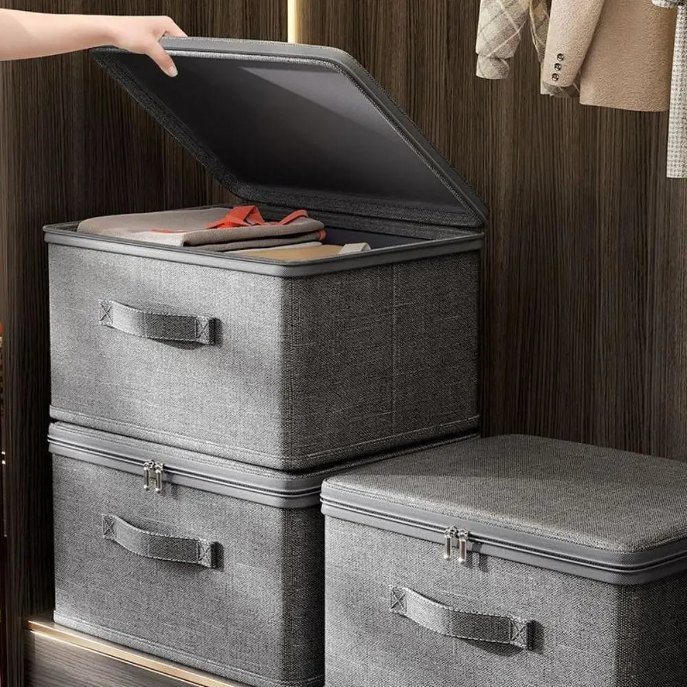 New Grey Clothing Storage Box With Dust Cover Large Capacity Bra Storage Box Wardrobe Clothes Storage Box Home