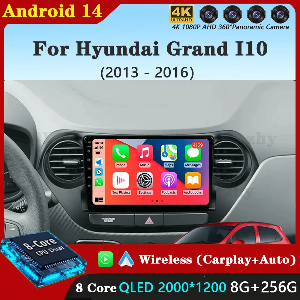 

Android 14 Carplay Auto Car Radio For Hyundai Grand I10 2013 - 2016 Navigation GPS Multimedia Player Stereo video wifi+4G BT DVD