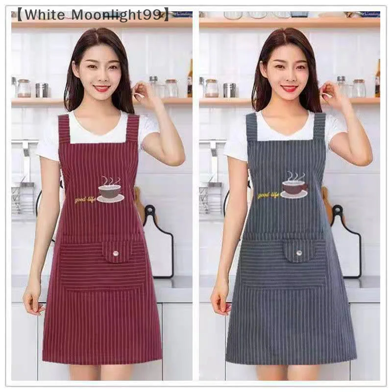 Cotton Linen Suspenders Cotton Apron Kitchen Bib Apron Anti-oil Cover-up Wear The Apron Backwards