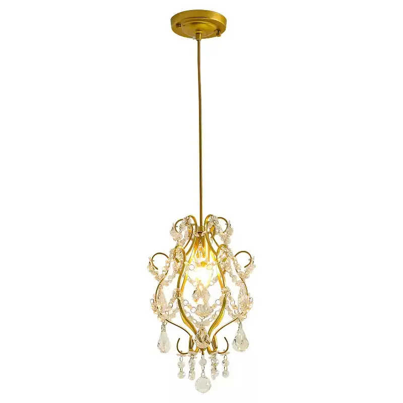 

Medieval high-end bedroom crystal chandelier American light luxury homestay villa cloakroom entrance balcony bay window