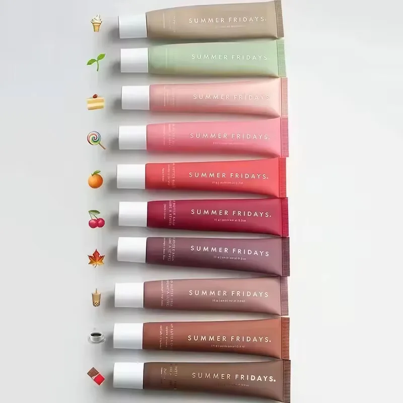 الصيف الجمعة بلسم الشفاه مرآة ترطيب ملمع الشفاه الشفاه الوردي الجوافة الفانيليا كعكة القهوة رائحة أحمر الشفاه ماكياج الزيت الشفاف