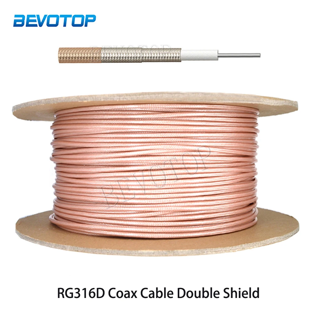 

BEVOTOP Brown RG316D Coax Cable Silver-plated Copper Double Shield 50 Ohm Low Loss for Crimp Connector High Quality 1M-200M