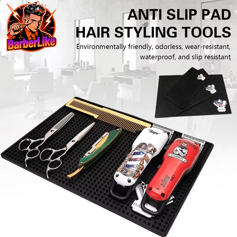 

Non-Slip Barber Station Mat Cushion Pad Hairdresser Tool Organizer for Clippers Scissors Comb Trimmers Brushes - Salon Essential