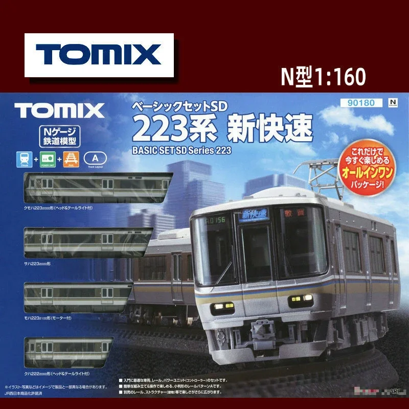 TOMIX-NewRapid Train Model Toy Set, Tipo N, Série SD 223, Conjunto inicial 90180, 1/160, Conjunto de 4 seções