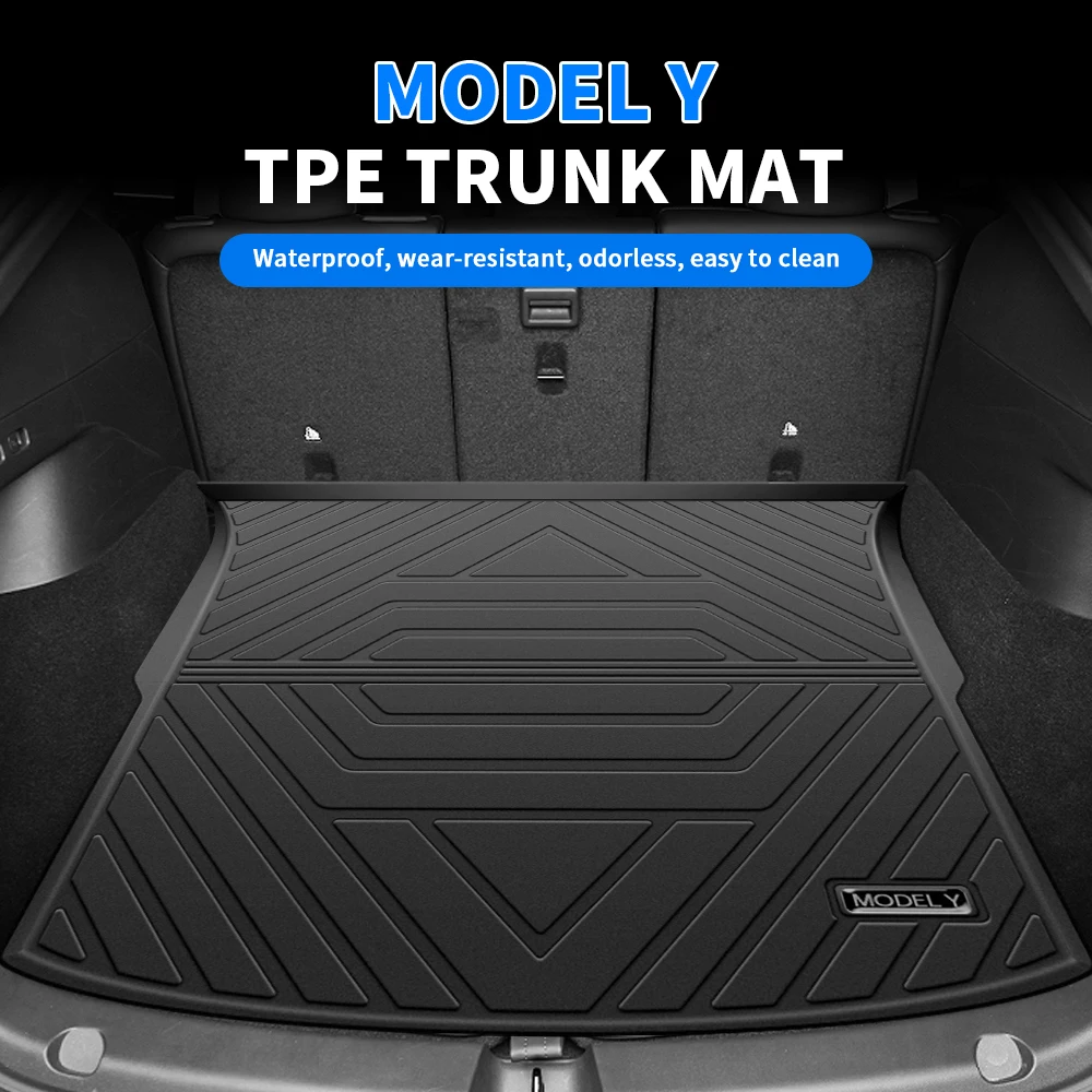 Upgrade New TPE Car Front Rear Trunk Mat Storage Mat Cargo Tray Dustproof Waterproof Protective Pads For Tesla Model Y 2021 2023