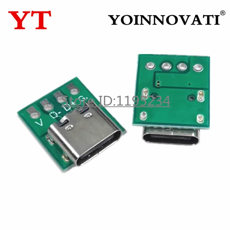 5PCS TYPE-C USB3.1 16 Pin Female to 2.54mm Type C Connector 16P Adapter Test PCB Board Plate Socket For Data Wire Cable Transfer