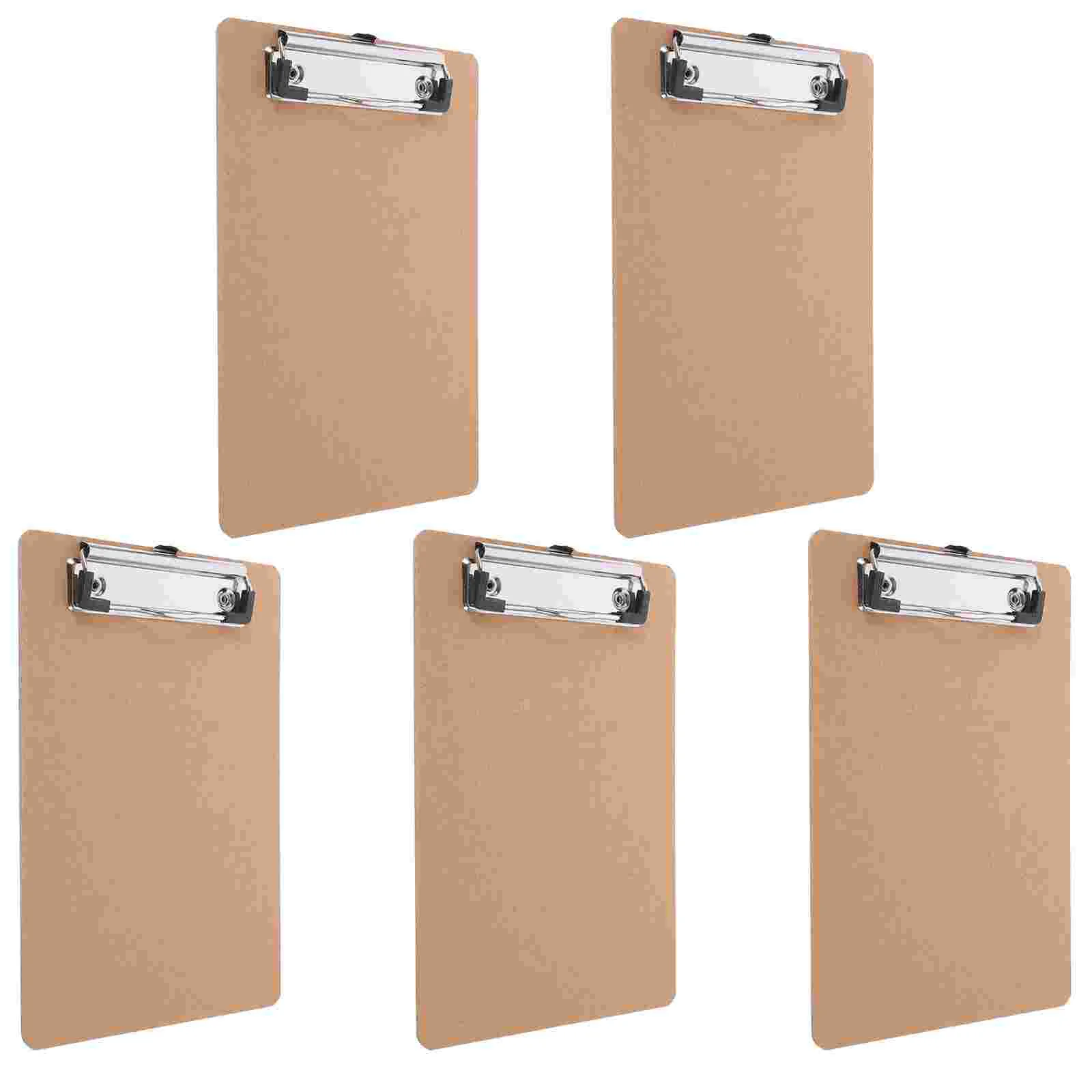 5 Pcs Clipboard Office Boards Writing Support Pad for Classroom Tool Wood Document Clips Student Use