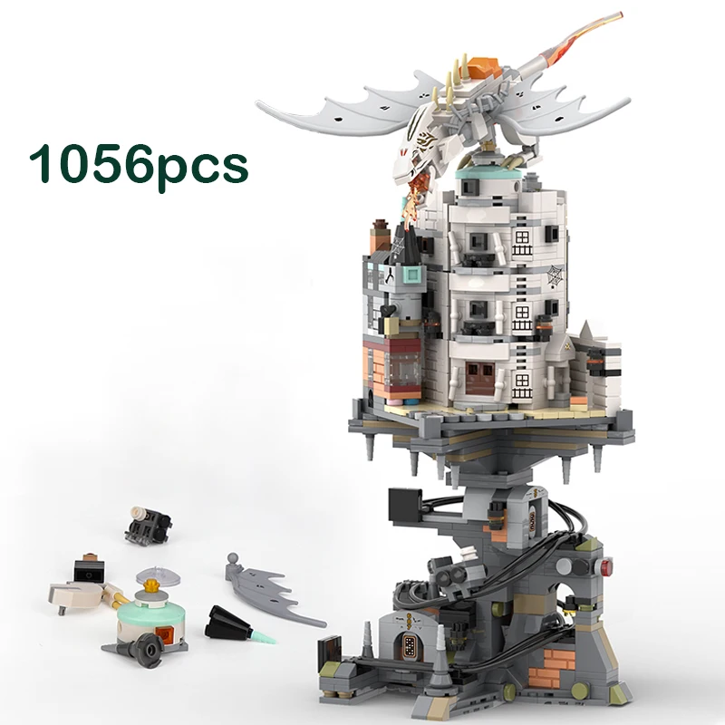 4803PCS Building Block Wizard Bank Assembled Educational Toys artoon Bank Gringotts 82 Height Standard Size  Building Block Toys