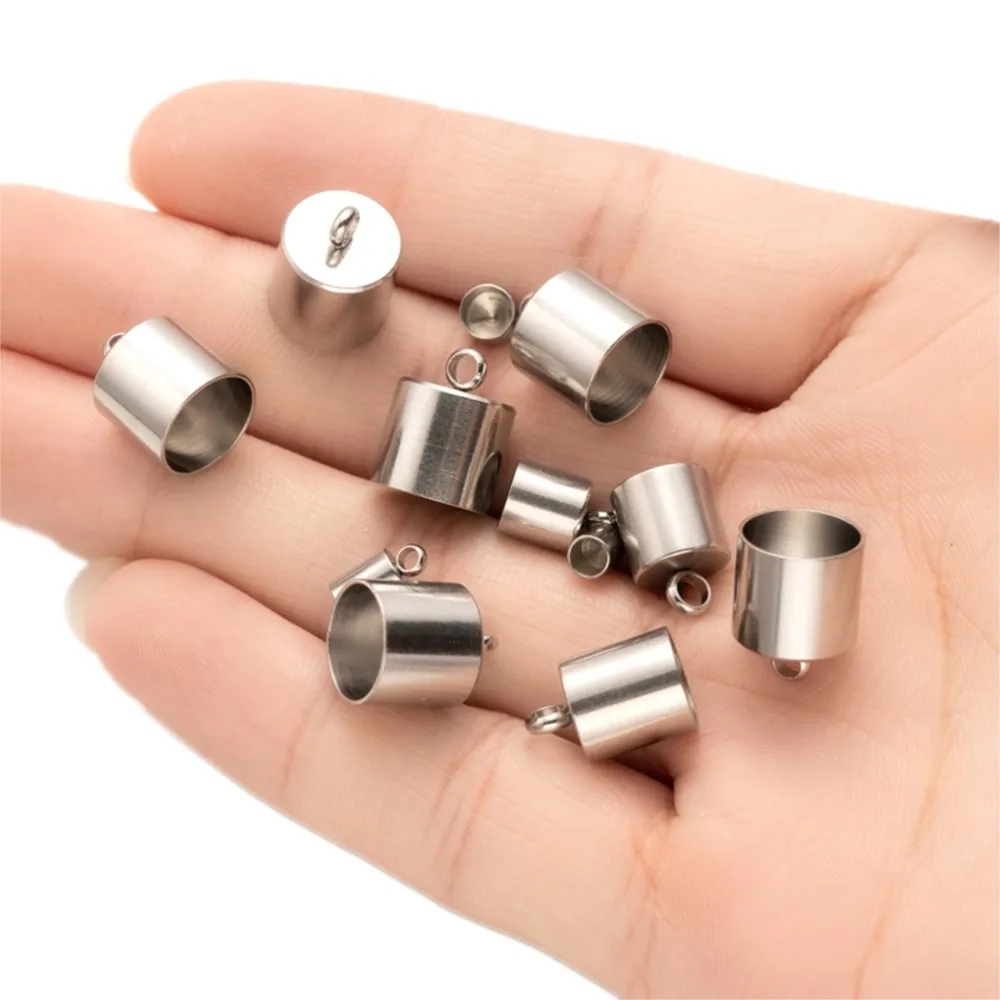 20pcs Tube End Caps Stainless Steel Cord Caps Terminators Cord Finding for DIY Leather Cord Bracelets Necklace Jewelry Making view 4