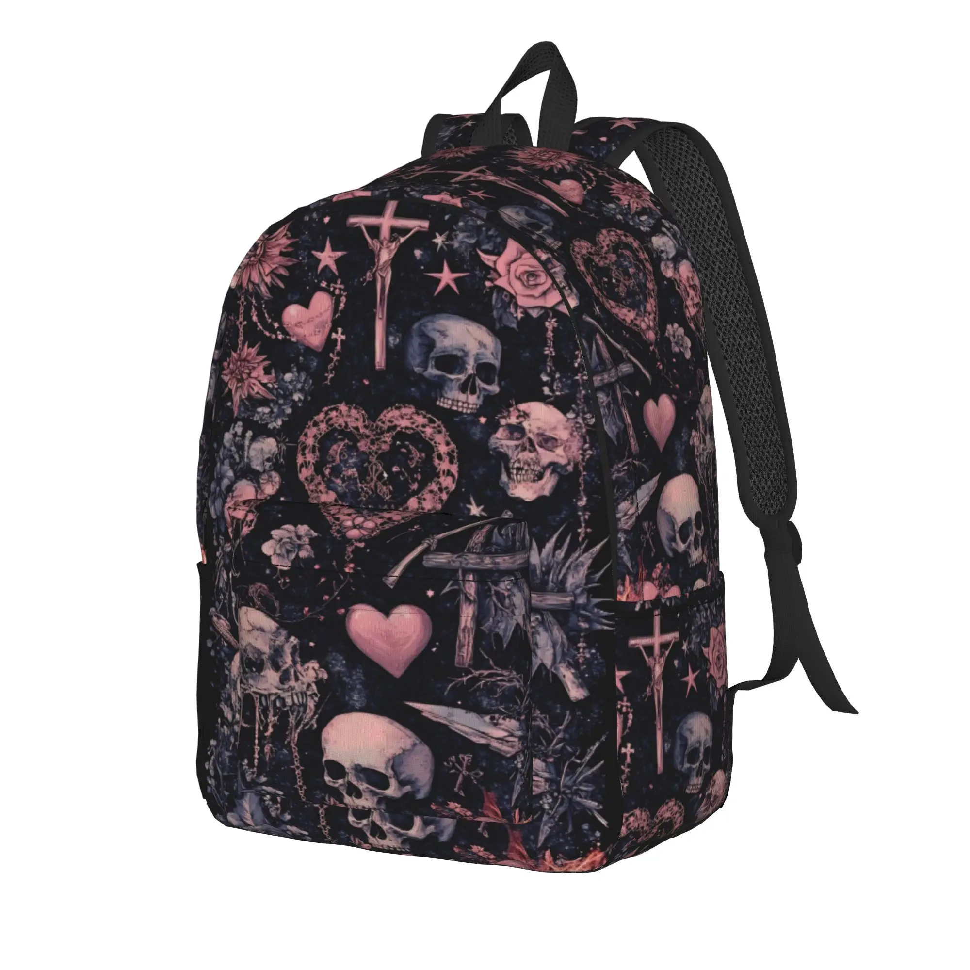 Halloween Gothcore Cool Backpack Sports Student Hiking Travel Witchy Cross Daypack for Men Women College Canvas Bags