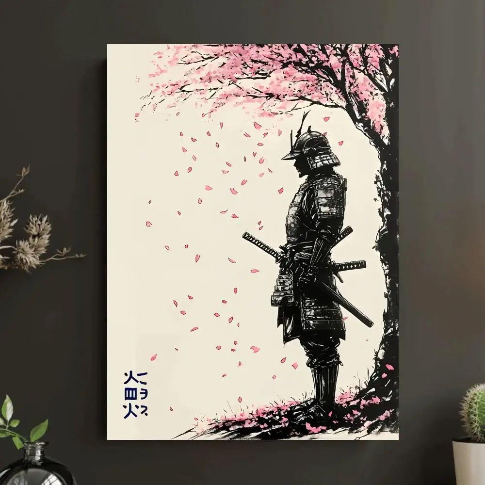 Cool Japanese Samurai Poster Wall Art Sticky for Living Room Bedroom Office Hallway Bar Home Decor Gift Idea