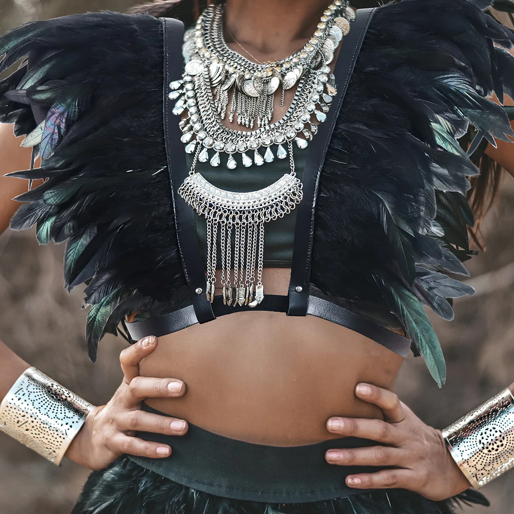 Black Yard Natural Rooster Tail Feathers Boa Trim Chicken Plumes Scarf for Christmas Carnival Party Dress Clothing Shawl