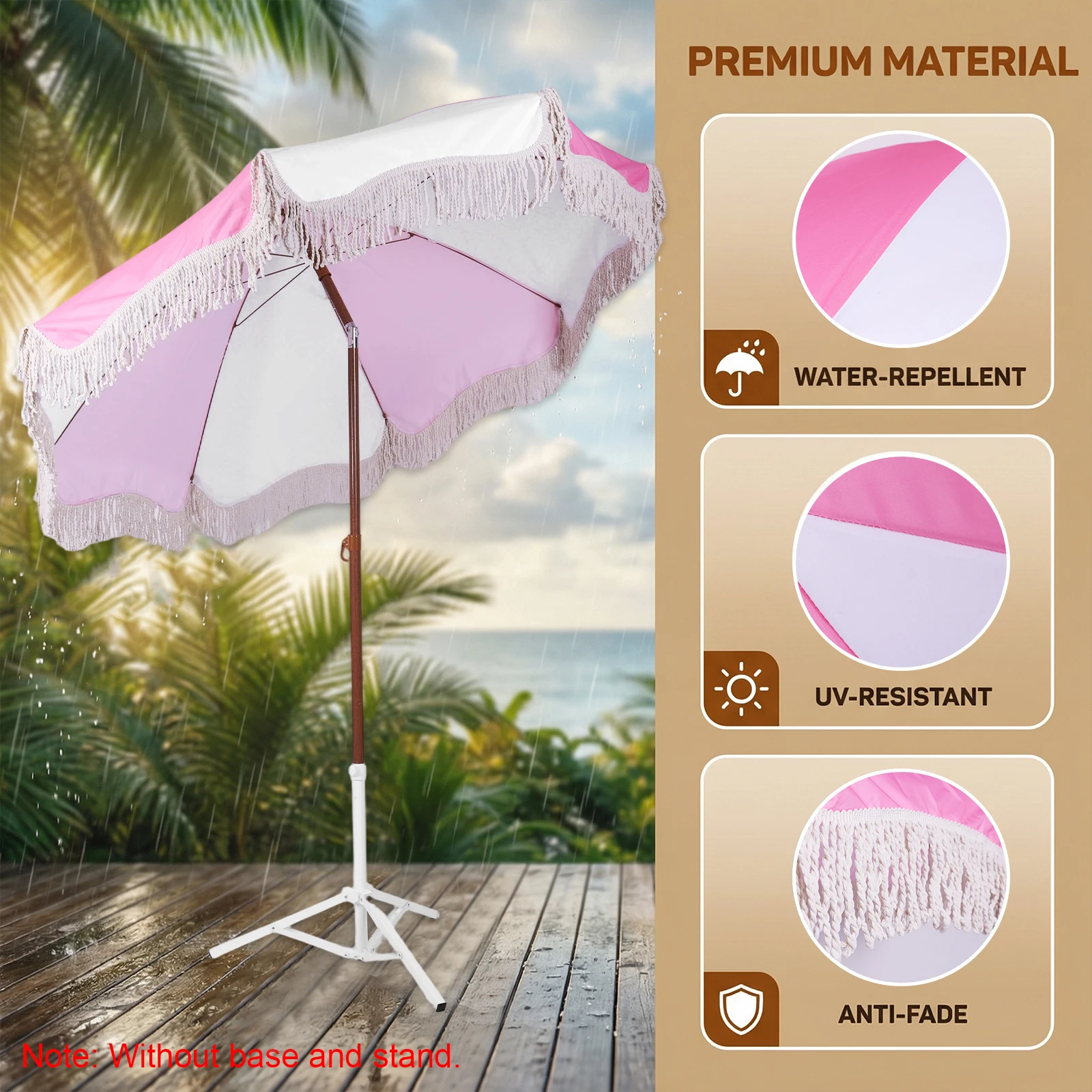

Boho Beach Umbrella Multi-Purpose Portable Outdoor Umbrellas UV Protection Parasol for Courtyard/Swimming Pool/Balcony