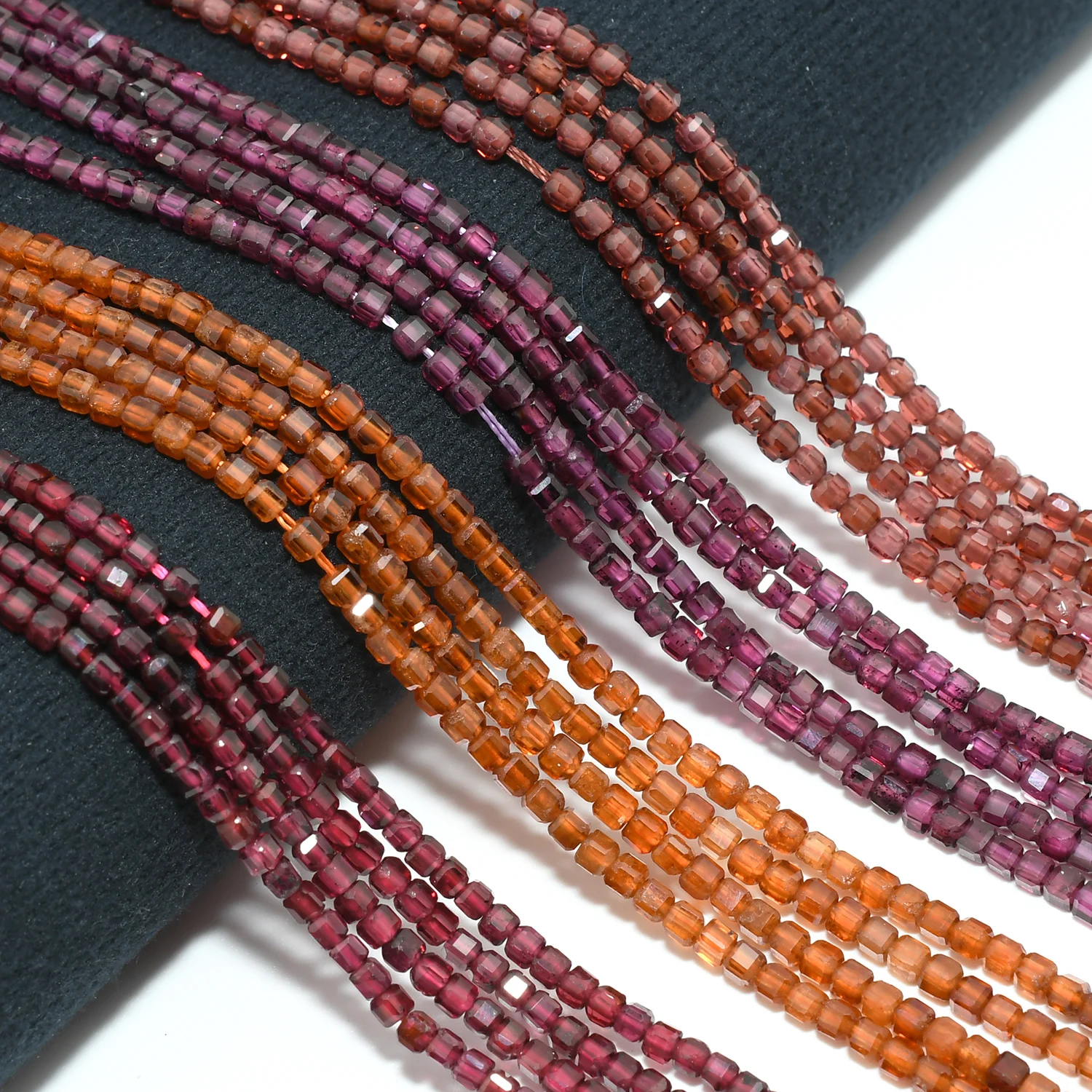 Natural Pyrope/Rhodolite/Spessartine/Almandine Garnet Edge Faceted Cube Beads 2.2mm-2.5mm