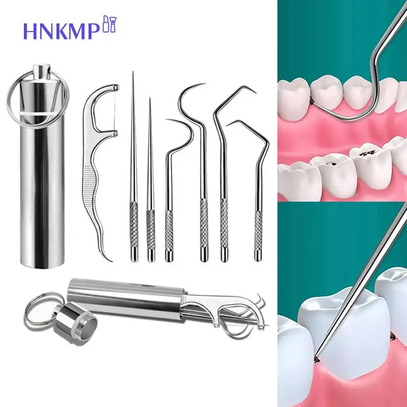 304 Dental Tools Set Flossing Tooth Picking Tool Oral Hygiene Tartar Removal