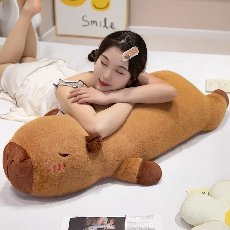 

40/60/80cm Cartoon Stuffed Capybara Plush Toy Giant Bed Long Pillow Sleep Creative Rectangle Cushion Home Decor Plush Pillows