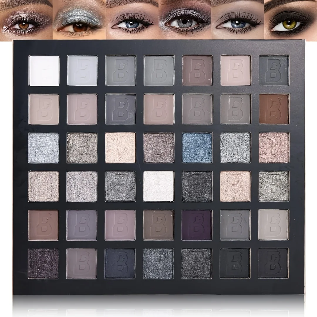 42 Colors Smoky Eyeshadow Palette,Matte Shimmer Glitter Dark Neutral Tones Eye Shadow, Gothic Punk Makeup for Club Party Cosplay