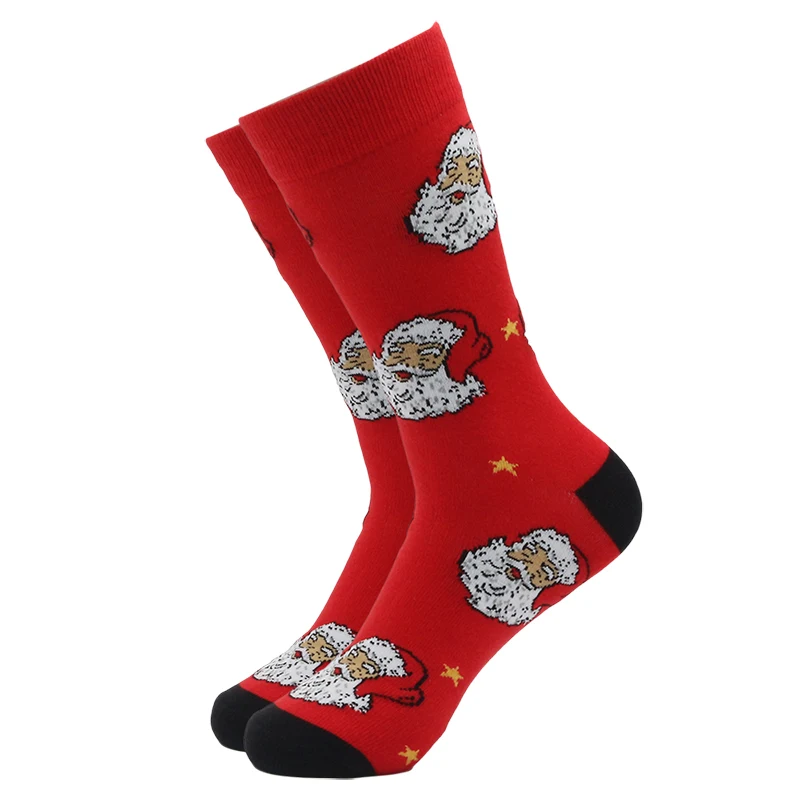 1pair Creative Mens Happy Colorful Cartoon Funny Harajuku Sock Personalized Fashion Casual Party Santa Claus Print Gift New