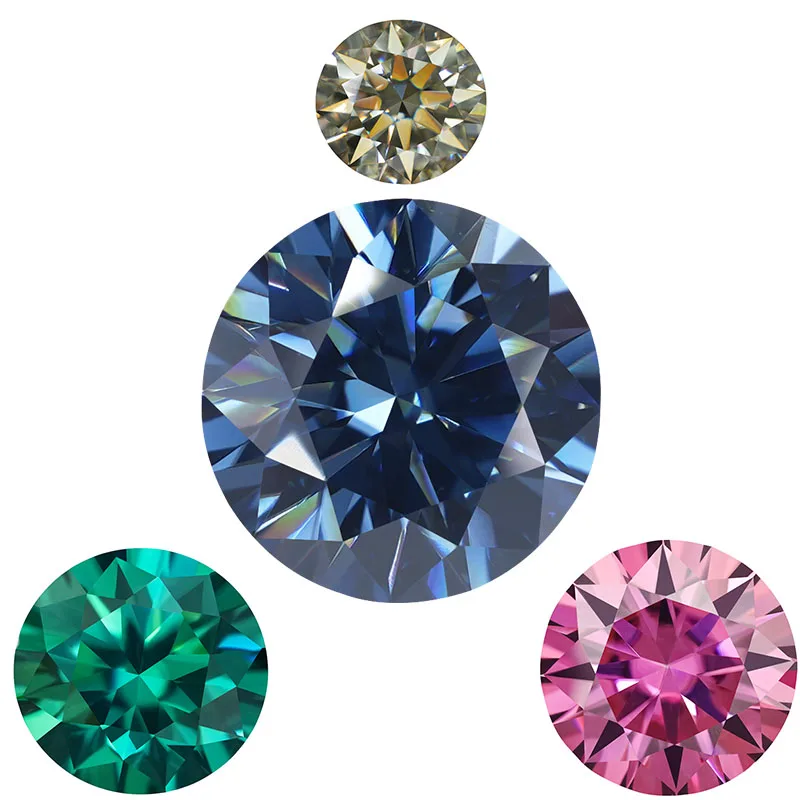 

SICGEM Elegant D VVS1 Round Cut Man-Made Moissanite Diamond Sapphire Green Grey Pink Yellow Color Loose Gemstones